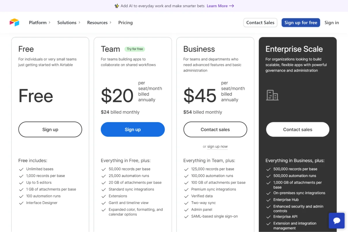 airtable-giá cả