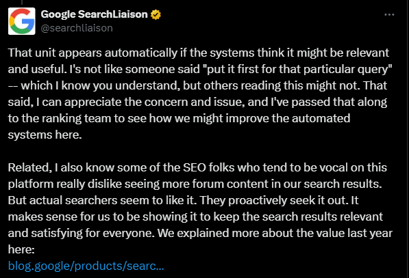 Google đã phản hồi những lo ngại về việc Reddit hiển thị nhiều hơn trong kết quả tìm kiếm