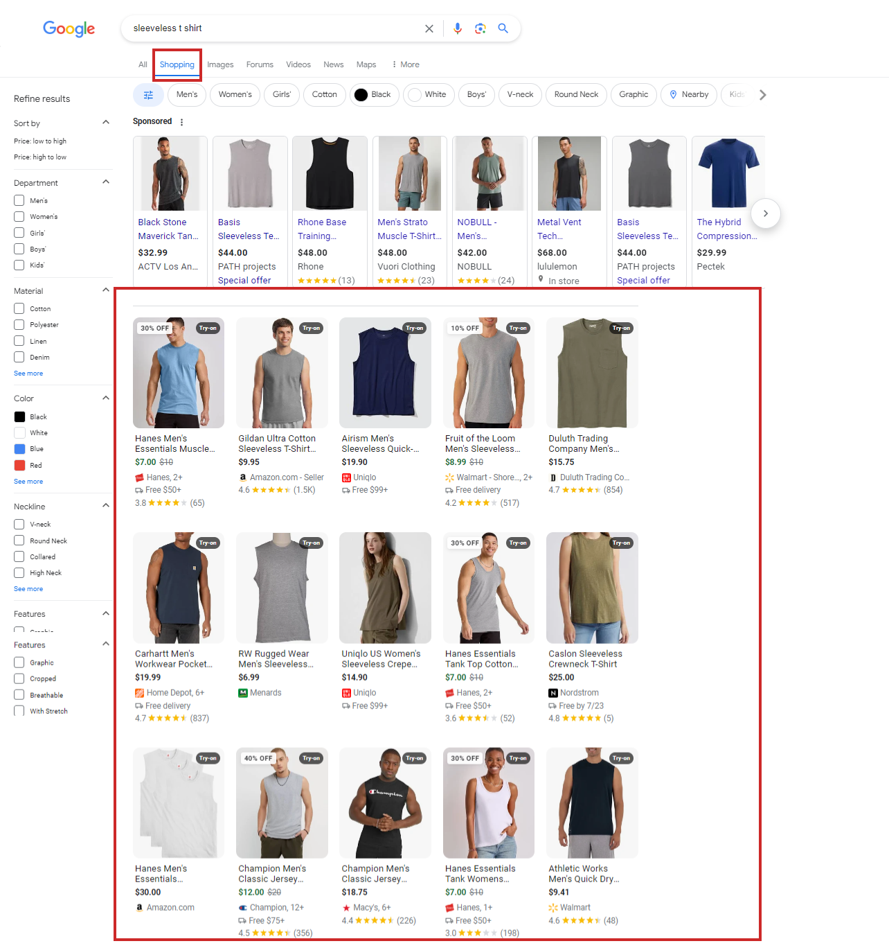 Google Shopping Tab