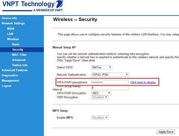 Cách đổi mật khẩu WiFi iGate VNPT