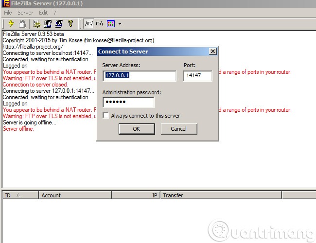 Cài đặt FileZilla FTP Server