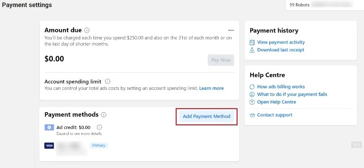Cách liên kết phương thức thanh toán trong tài khoản Facebook Ads